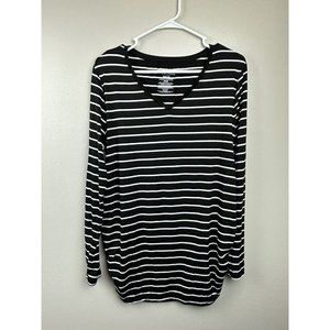 Time And Tru Maternity Top Large Tunic Ruched Soft Stretch Long Sleeve Black